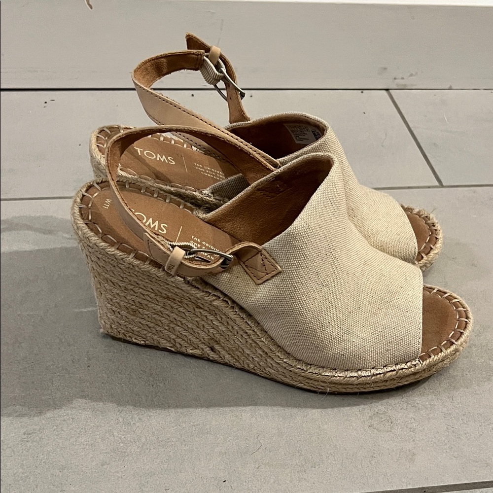 TOMS Women's Cream Wedge Espadrilles - Picture 3 of 3